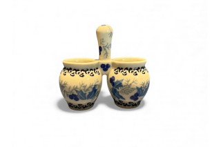 850 Bunzlau dubbel potje met handvat 2984 Kerst